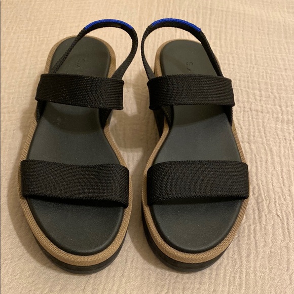 Rothy's Shoes - ROTHY’S Comfort Stretch Black & Tan Women's Slingback Sandals. Size 7